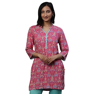 Aurelia Womens Floral Print Rayon Straight Kurti