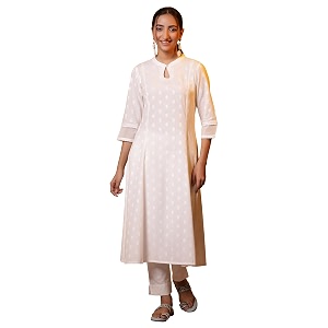 Aurelia White Floral Printed Printed Cotton-Rayon Blend