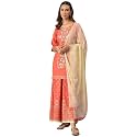Aurelia Women39s Floral Print Silk Kurta Set