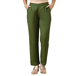 Aurelia Womens Green Solid Modal Rayon Ankle