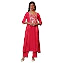 Aurelia Women39s Pink Metallic Embroidered Kurta and