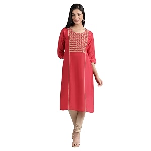 Aurelia Womens Polyester Straight Kurta