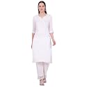 Aurelia Women39s White Embroidered Pure Cotton Straight