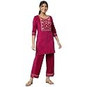 Aurelia Women Cotton Embroidered Regular Kurta Set