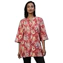 Aurelia Women Green Floral Print Cotton Straight