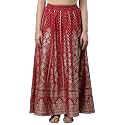 Aurelia Women Polyester Printed Strechable Maxi Skirt