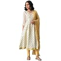 Aurelia Women Polyester White Zari Embroidered Regular