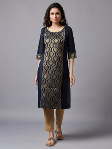 aurelia women woven design straight kurta
