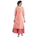 Aurelia Women39s Peach Floral Printed Printed Cotton