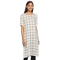 Aurelia Womens Round Neck Checked Kurta