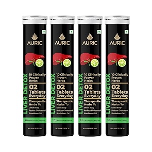 auric liver detox supplement  40 tablets fizzy water with 10 ayurvedic herbs  clinically researched therapeutic ingredients  drop dissolve fizz drink