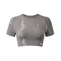 AUROLA Serpent Snake Seamless Workout T-Shirts for Women,Short Sleeve Crop Top Gym Yoga Athletic Shirts Tee
