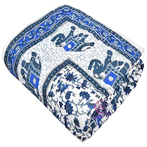 aurostyle 400 tc pure cotton traditional jaipuri design printed light weight single bed quiltrazairajai - single bed- 85 x 55 inches design 5 tc - 200
