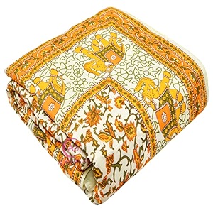 aurostyle 400 tc pure cotton traditional jaipuri design printed light weight single bed quiltrazairajai- single bed- 85 x 55 inches design 14 multicolor 200 tc