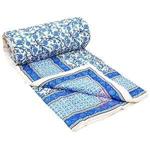aurostyle 400 tc pure cotton traditional jaipuri design printed light weight single bed quiltrazairajai - single bed- 85 x 55 inches design 4 tc - 200