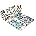 AUROSTYLE 400 TC Pure Cotton Traditional Jaipuri Design Printed Light Weight Single Bed Quilt/Razai/Rajai - [Single Bed- 85 x 55 Inches] (Design 9)| TC - 200