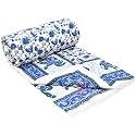 AUROSTYLE 400 TC Pure Cotton Traditional Jaipuri Design Printed Light Weight Single Bed Quilt/Razai/Rajai - [Single Bed- 85 x 55 Inches] (Design 5)| TC - 200