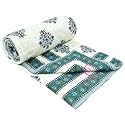 AUROSTYLE 400 TC Pure Cotton Traditional Jaipuri Design Printed Light Weight Single Bed Quilt/Razai/Rajai - [Single Bed- 85 x 55 Inches] (Design 13)| TC - 200