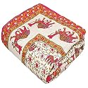 AUROSTYLE 400 TC Pure Cotton Traditional Jaipuri Design Printed Light Weight Single Bed Quilt/Razai/Rajai - [Single Bed- 85 X 55 Inches] (Design 1)| TC - 200,Multicolor