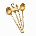 Aurum Gold Spoon and Fork Set, 4-Piece Stainless Steel