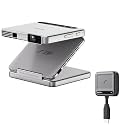 Aurzen ZIP Tri-Fold DLP Mini Projector + CastPlay Pro Dongle, Zero-Lag Focus, Screen Mirroring,Full-Screen Mode,Type-C Fast Charging,5000mAh Battery,Bluetooth,Portable Projector for Cookie, Art, White