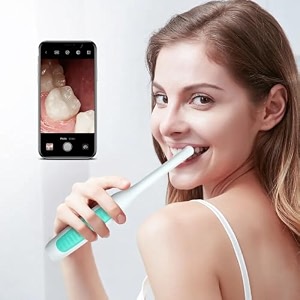 full hd wifi oral endoscope camera for teeth cleaning and inspection  1080p  20mp  wireless connectivity  led lights  usb rechargeable  for dental care and pet oral hygiene