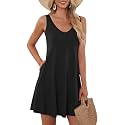 AUSELILY Women39s Sleeveless V Neck Mini Dress