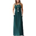 AUSELILY Women's Summer Sleeveless Loose Plain Casual Long Maxi Dresses