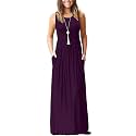 AUSELILY Women's Summer Sleeveless Loose Plain Casual Long Maxi Dresses