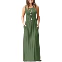 AUSELILY Women's Summer Sleeveless Loose Plain Casual Long Maxi Dresses