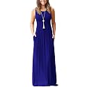 AUSELILY Women's Summer Sleeveless Loose Plain Casual Long Maxi Dresses