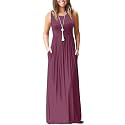 AUSELILY Women's Summer Sleeveless Loose Plain Casual Long Maxi Dresses