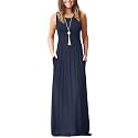AUSELILY Women's Summer Sleeveless Loose Plain Casual Long Maxi Dresses