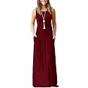 AUSELILY Women's Summer Sleeveless Loose Plain Casual Long Maxi Dresses
