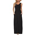 AUSELILY Women's Summer Sleeveless Loose Plain Casual Long Maxi Dresses