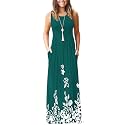 AUSELILY Women's Summer Sleeveless Loose Plain Casual Long Maxi Dresses