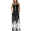 AUSELILY Women's Summer Sleeveless Loose Plain Casual Long Maxi Dresses
