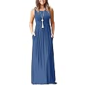 AUSELILY Women's Summer Sleeveless Loose Plain Casual Long Maxi Dresses