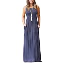 AUSELILY Women's Summer Sleeveless Loose Plain Casual Long Maxi Dresses