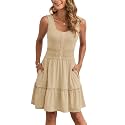 AUSELILY Women Summer Dress Sleeveless Tank Button Down Dresses