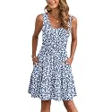 AUSELILY Women Summer Dress Sleeveless Tank Button Down Dresses