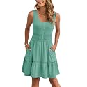 AUSELILY Women Summer Dress Sleeveless Tank Button Down Dresses