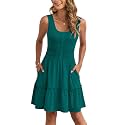 AUSELILY Women Summer Dress Sleeveless Tank Button Down Dresses