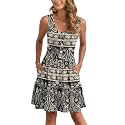 AUSELILY Women Summer Dress Sleeveless Tank Button Down Dresses