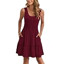AUSELILY Women Summer Dress Sleeveless Tank Button Down Dresses