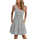 AUSELILY Women Summer Dress Sleeveless Tank Button Down Dresses