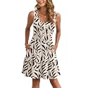 AUSELILY Women Summer Dress Sleeveless Tank Button Down Dresses