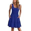AUSELILY Women Summer Dress Sleeveless Tank Button Down Dresses