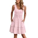 AUSELILY Women Summer Dress Sleeveless Tank Button Down Dresses