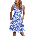 AUSELILY Women Summer Dress Sleeveless Tank Button Down Dresses
